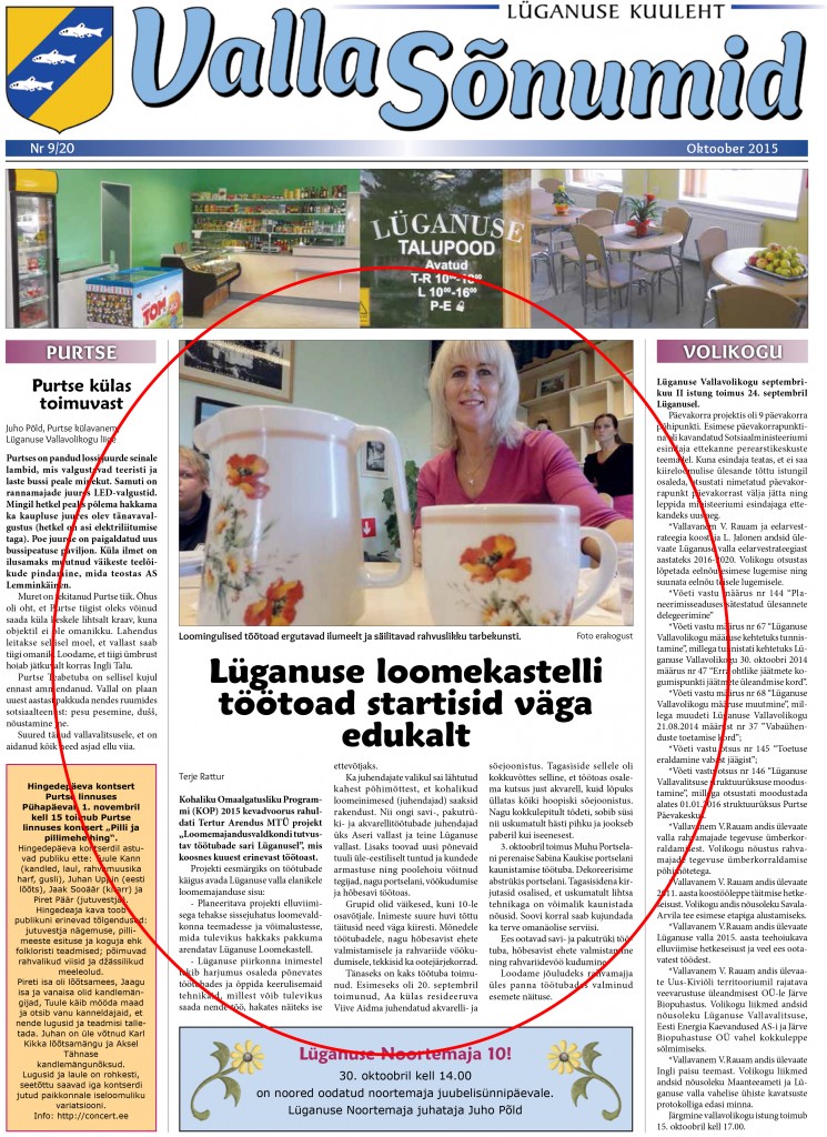 Mõned päevad tagasi ilmunud Lüganuse Valla lehes “Valla Sõnumid” ilmus artikkel Loometöötubade edukast käivitumisest. Tänaseks on lisaks artiklis mainitud akvar